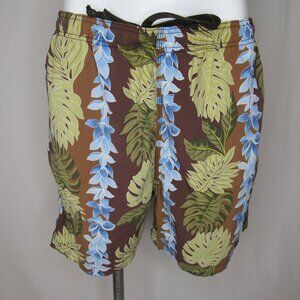 Tommy Bahama Brown Tropical Print Swim Trunks Men's L Large